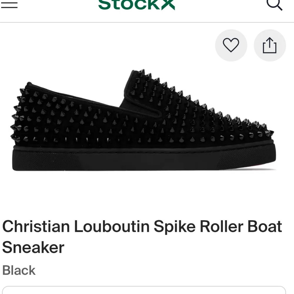 Christian Louboutin Black Spike Roller Boat Sneaker - Picture 1 of 6